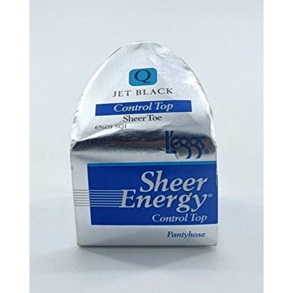 L'eggs Sheer Energy Control Top‎ Sheer Toe Pantyhose Jet Black Size Q 65609